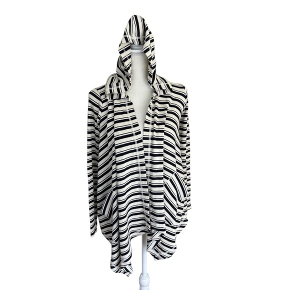 Splendid Stripe Hooded Drape Cardigan - Picture 3 of 13